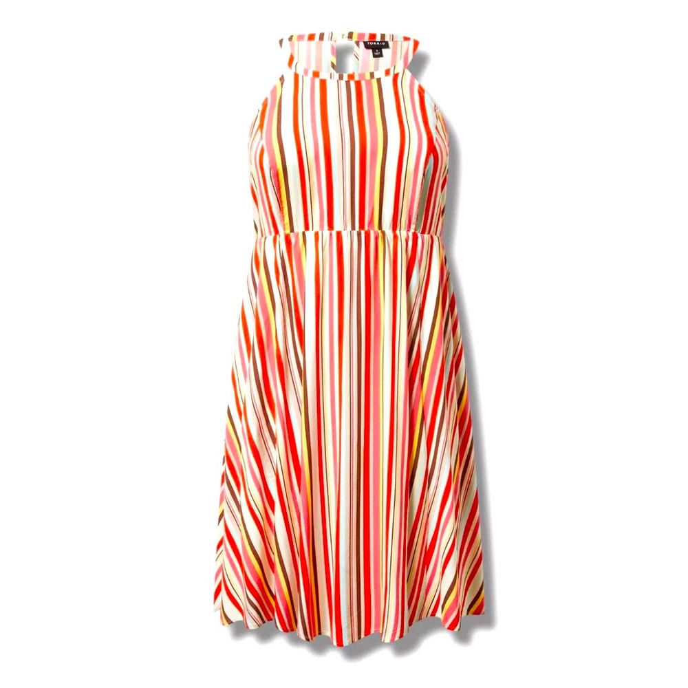 Torrid NWT Stripped Dress Challis High‎ Low Hem Pockets Lightweight Drapey Sz 2X